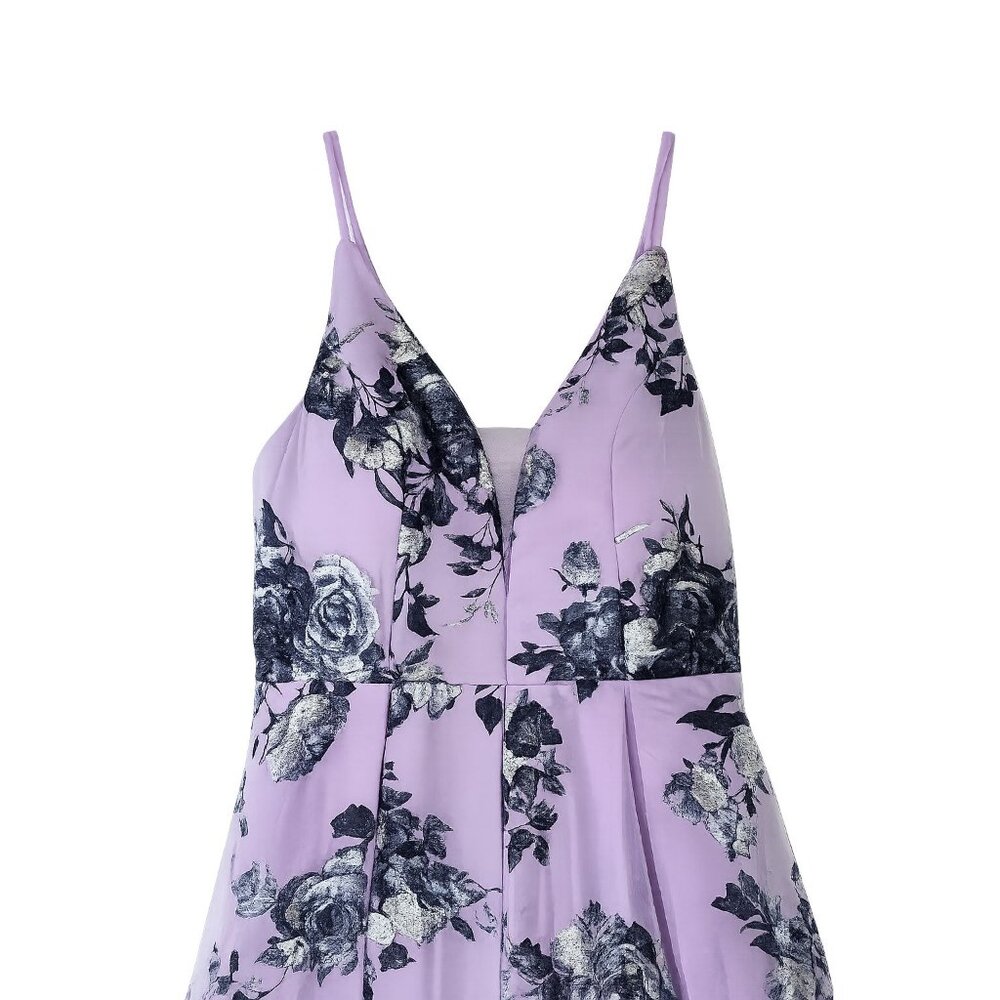 Crystal Doll Lilac Metallic Floral BIG SKIRT POCKETS Prom Ball Dress, Sz 13 - Picture 4 of 10